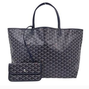 Goyard Saint-Louis Pm Large Canvas Leather Tote Bag and Pouch Purple